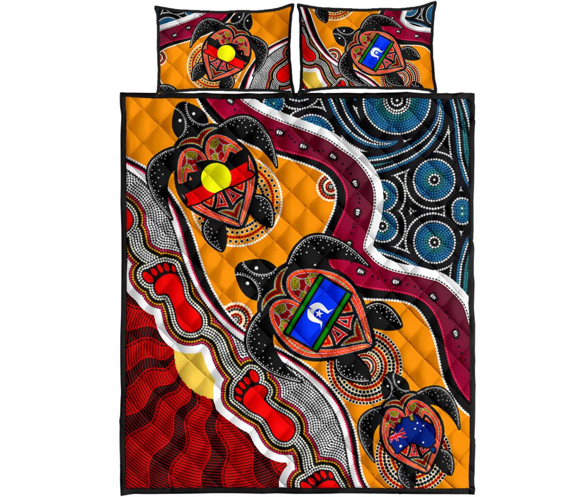 1saustralia-quilt-bed-set-australia-aboriginal-dots-with-turtle-and-naidoc-flags