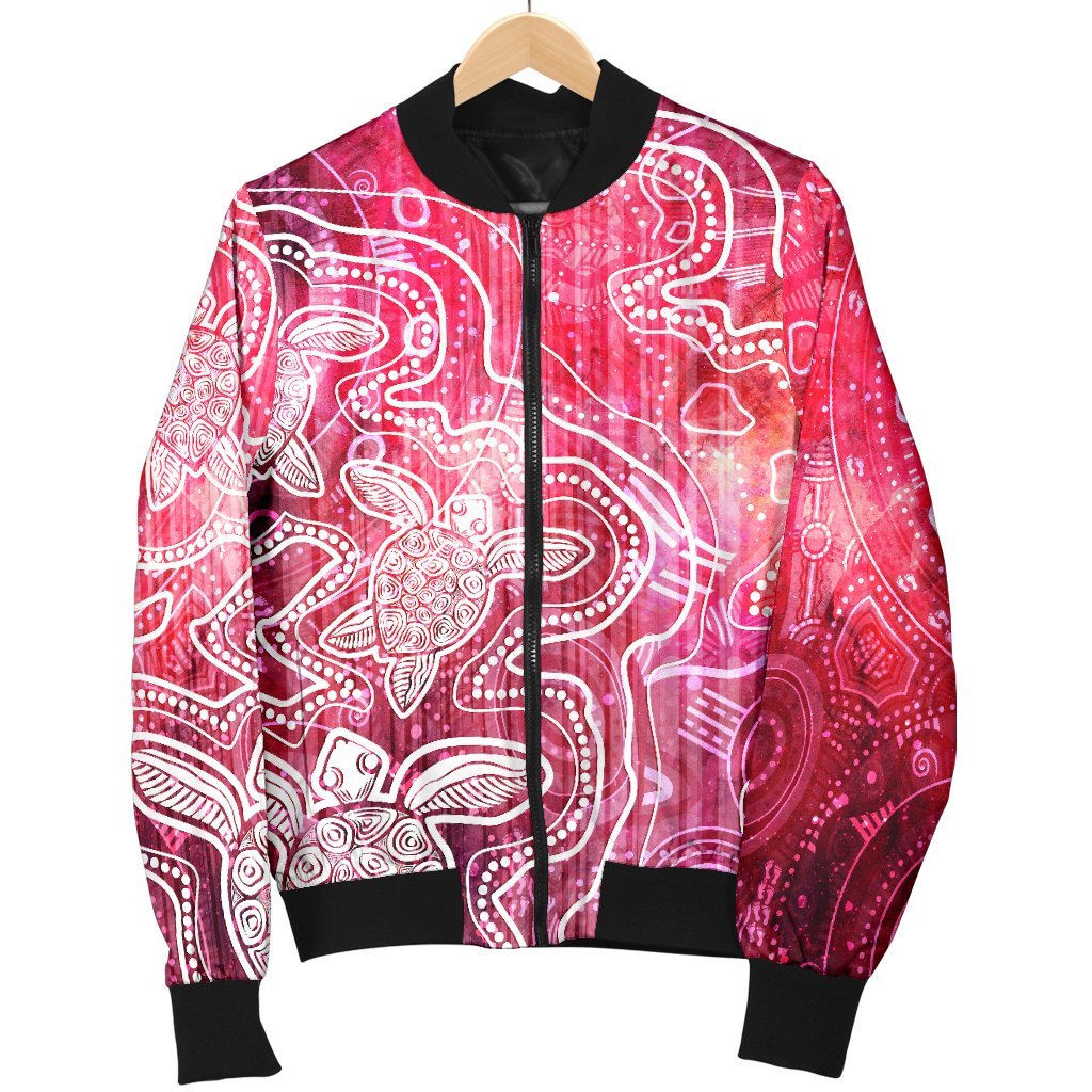 aboriginal-mens-bomber-jacket-sea-turtle-with-indigenous-patterns-pink