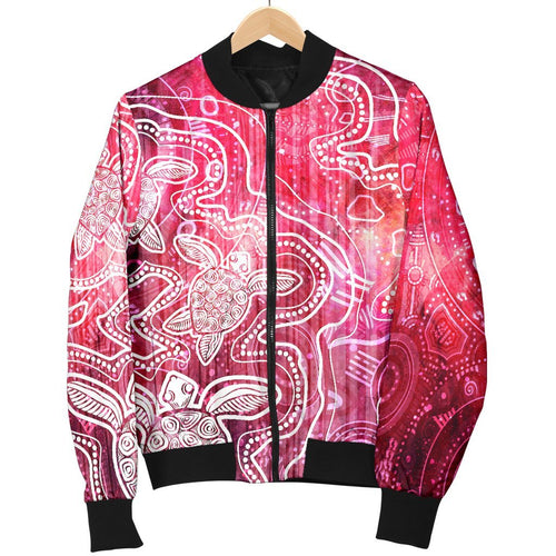 aboriginal-mens-bomber-jacket-sea-turtle-with-indigenous-patterns-pink