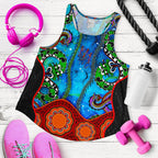Aboriginal Women's Racerback Tank - Aussie Indigenous Patterns Blue - Vibe Hoodie