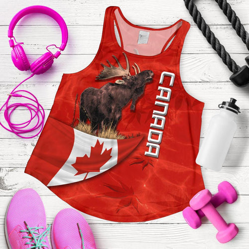 Canada Moose Women Racerback Tank Maple Leaf - Vibe Hoodie