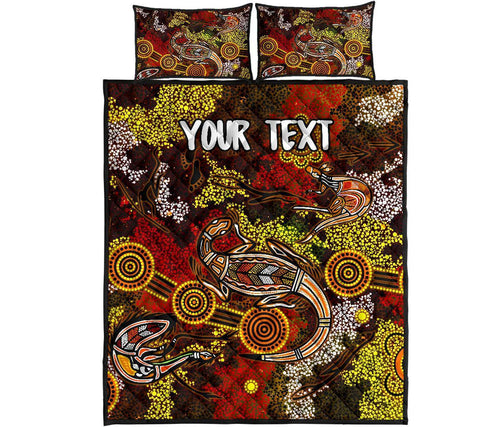 custom-aboriginal-quilt-bed-set-kangaroo-and-lizard-dot-painting-art