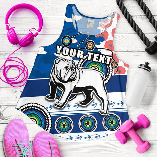 (Custom Personalised) Bulldogs Anzac Day Women Racerback Tank Mix Indigenous - Vibe Hoodie