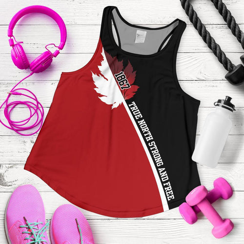 Canada Strong And Free Women'S Racerback Tank - Vibe Hoodie