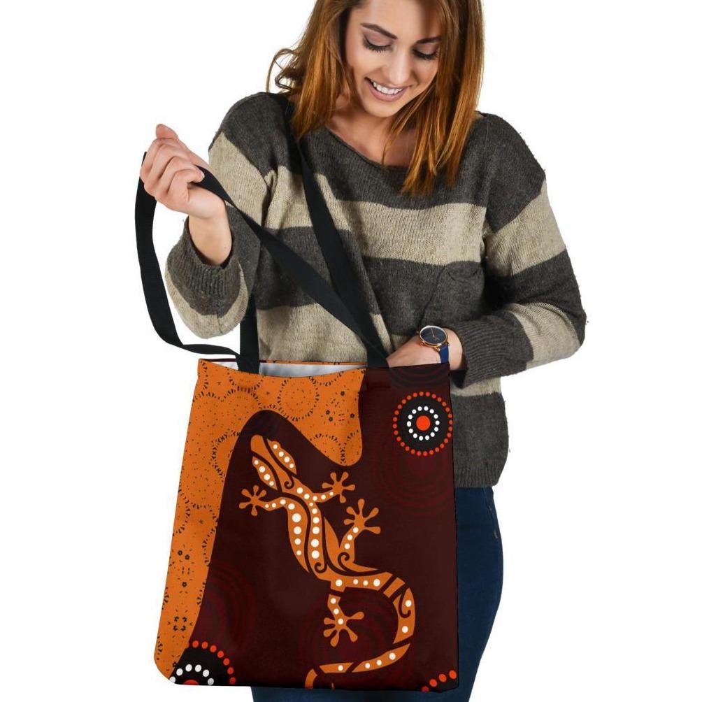 aboriginal-tote-bags-lizard-in-aboriginal-dreaming