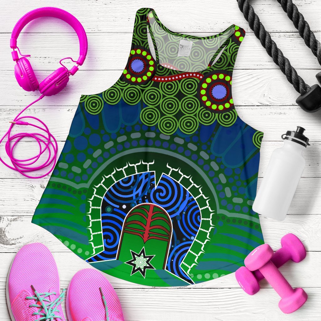 Torres Strait Women's Racerack Tank - Dhari And Dot Patterns - Vibe Hoodie