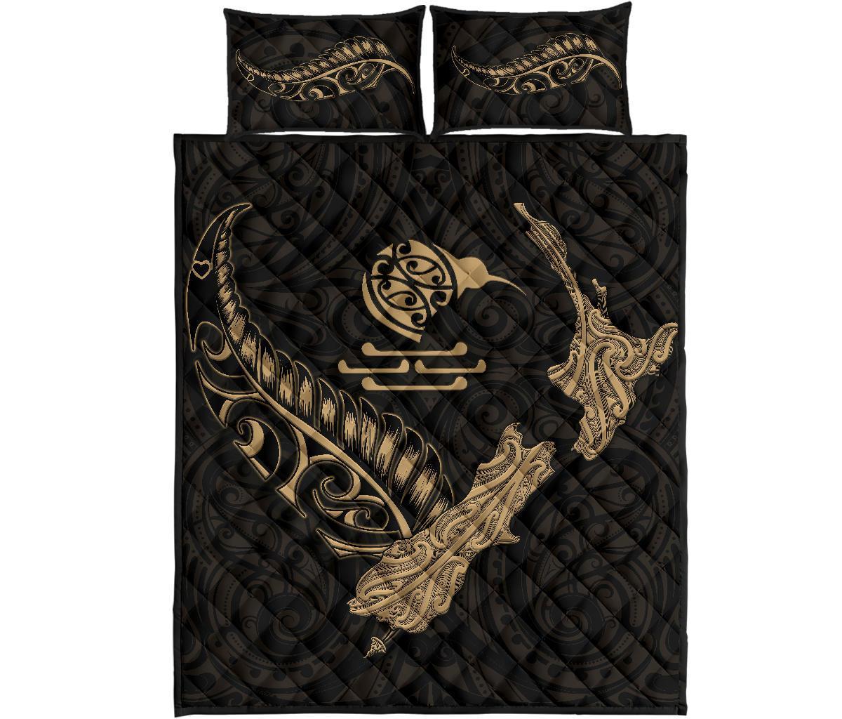 new-zealand-heart-quilt-bed-set-map-kiwi-mix-silver-fern-gold