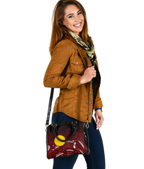 Aboriginal Shoulder Handbag - Red Landscape - Vibe Hoodie