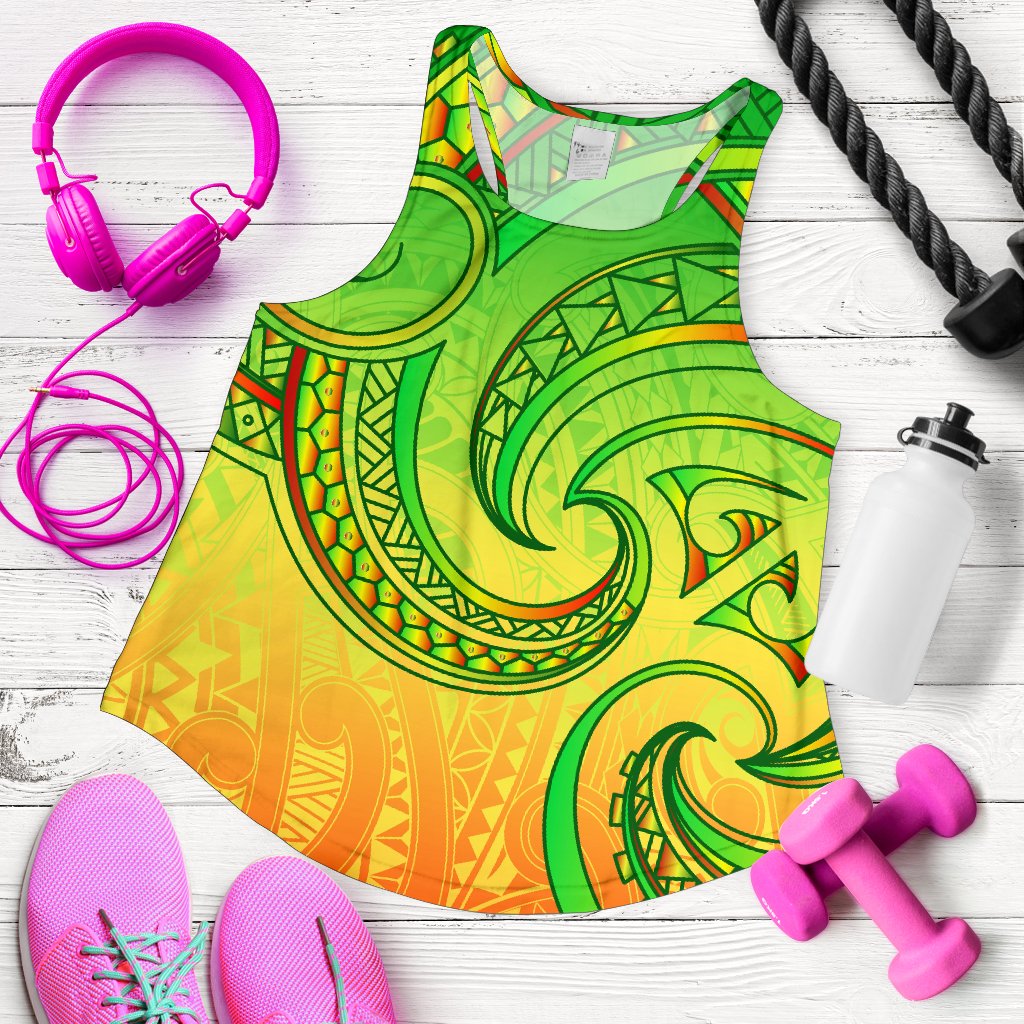 New Zealand Maori Mangopare Women Racerback Tank Polynesian - Rasta - Vibe Hoodie