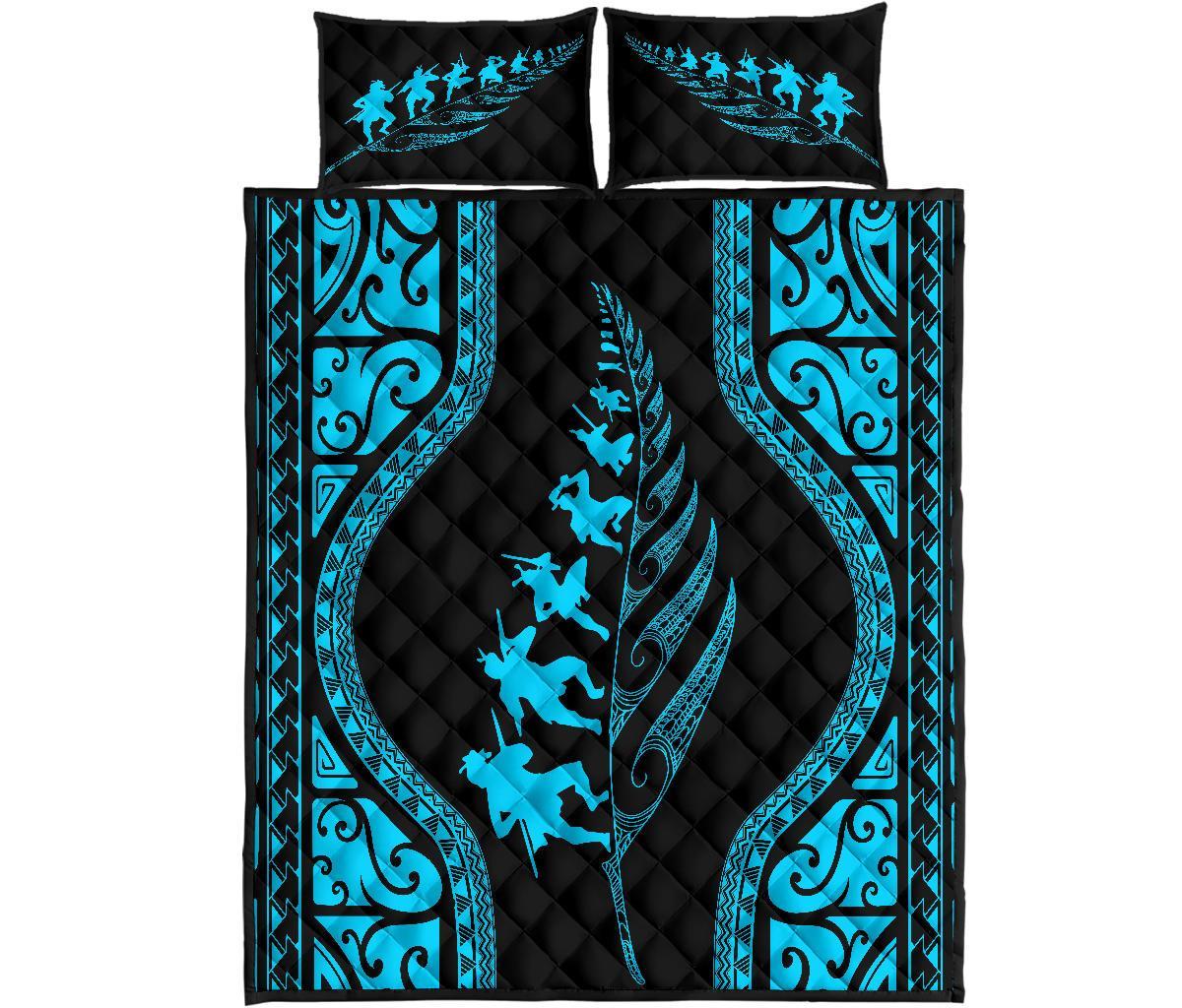 new-zealand-haka-fern-quilt-bed-set-blue