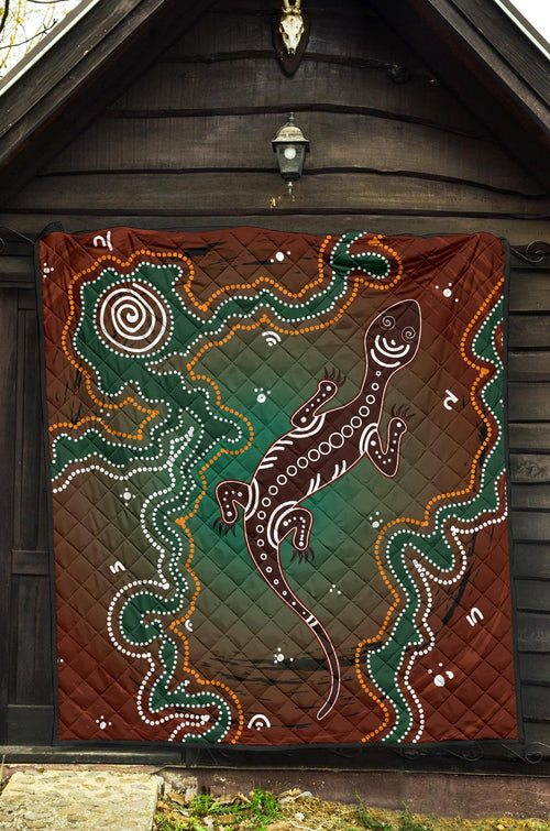 aboriginal-premium-quilt-australia-lizard-brown-dot-painting-art