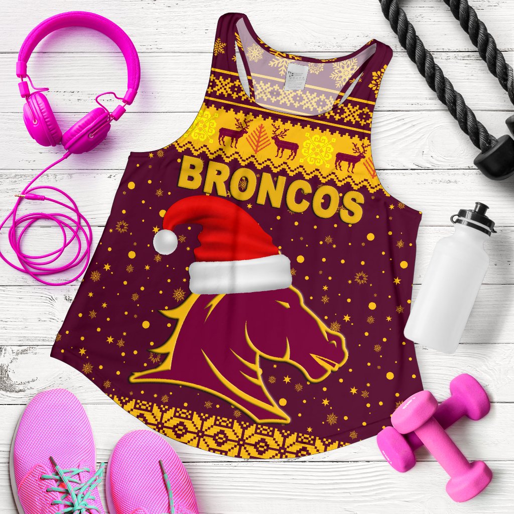 Brisbane Women Racerback Tank Broncos Christmas Unique Vibes - Maroon - Vibe Hoodie