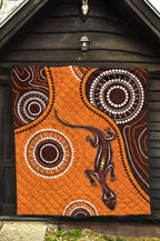 aboriginal-premium-quilt-australia-orange-lizard-aboriginal-art