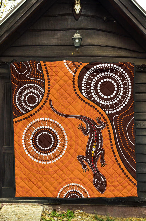 aboriginal-premium-quilt-australia-orange-lizard-aboriginal-art