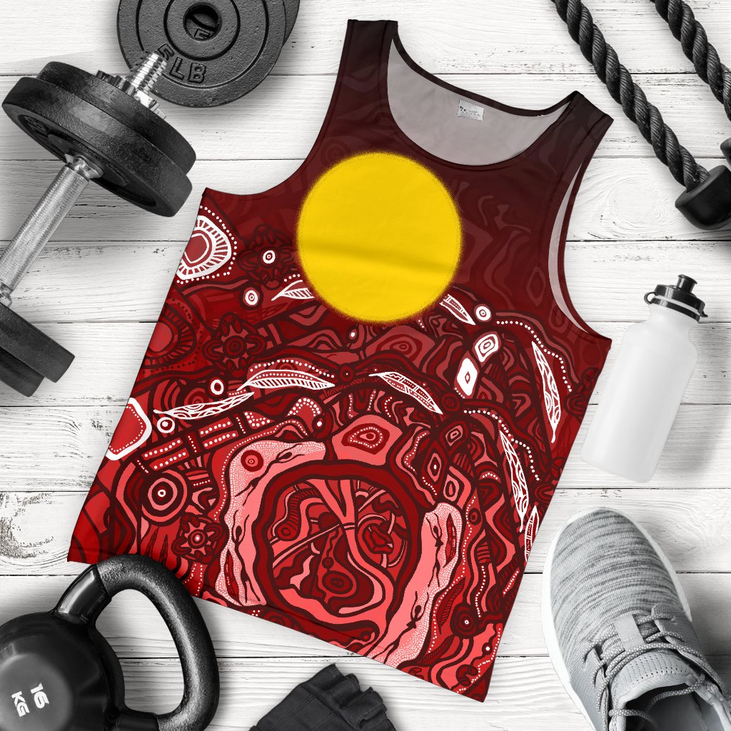custom-text-aboriginal-mens-tank-top-red-landscape