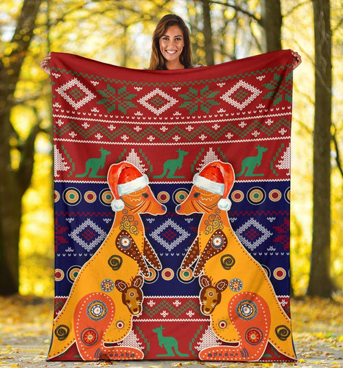 christmas-premium-blanket-mother-kangaroo-in-christmas