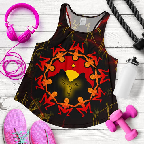 Aboriginal Women's Racerback Tank - Australia Map and Indigenous Flag - Vibe Hoodie