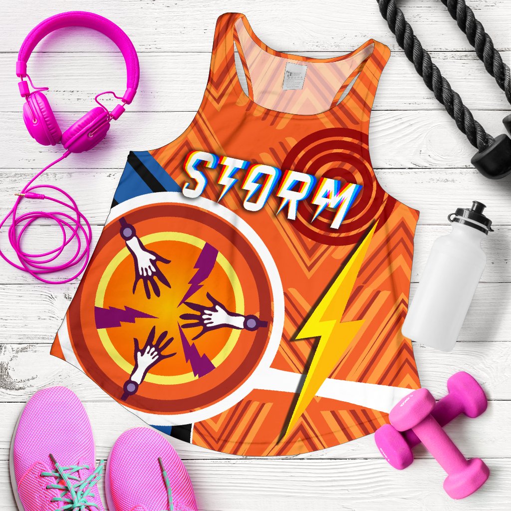 Storm Women Racerback Tank Simple Indigenous - Orange - Vibe Hoodie