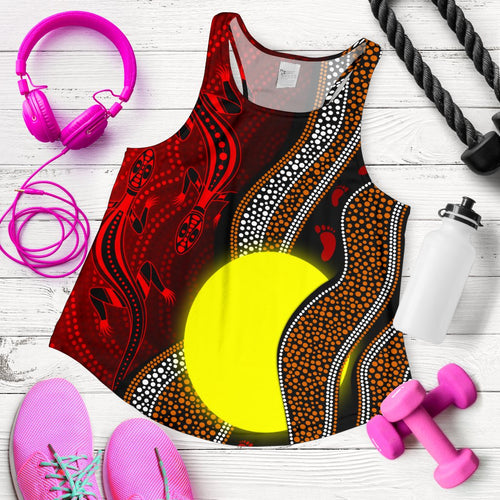 Aboriginal Women Racerbak Tank - Aboriginal Flag Lizard Dot Painting Style - Vibe Hoodie