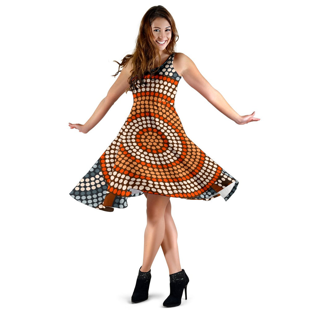 Midi Dress - Aboriginal Dot Painting Dress Ver05 - Vibe Hoodie