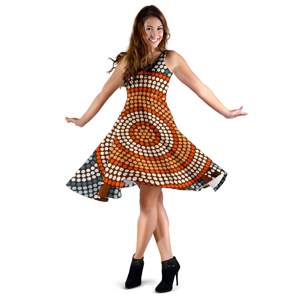 Midi Dress - Aboriginal Dot Painting Dress Ver05 - Vibe Hoodie