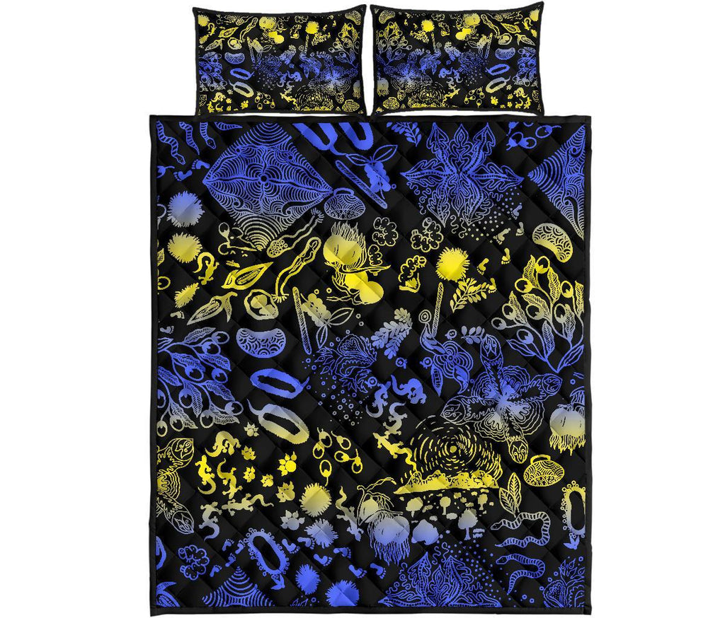aboriginal-quilt-cover-set-australian-animals-patterns-golden-wattle
