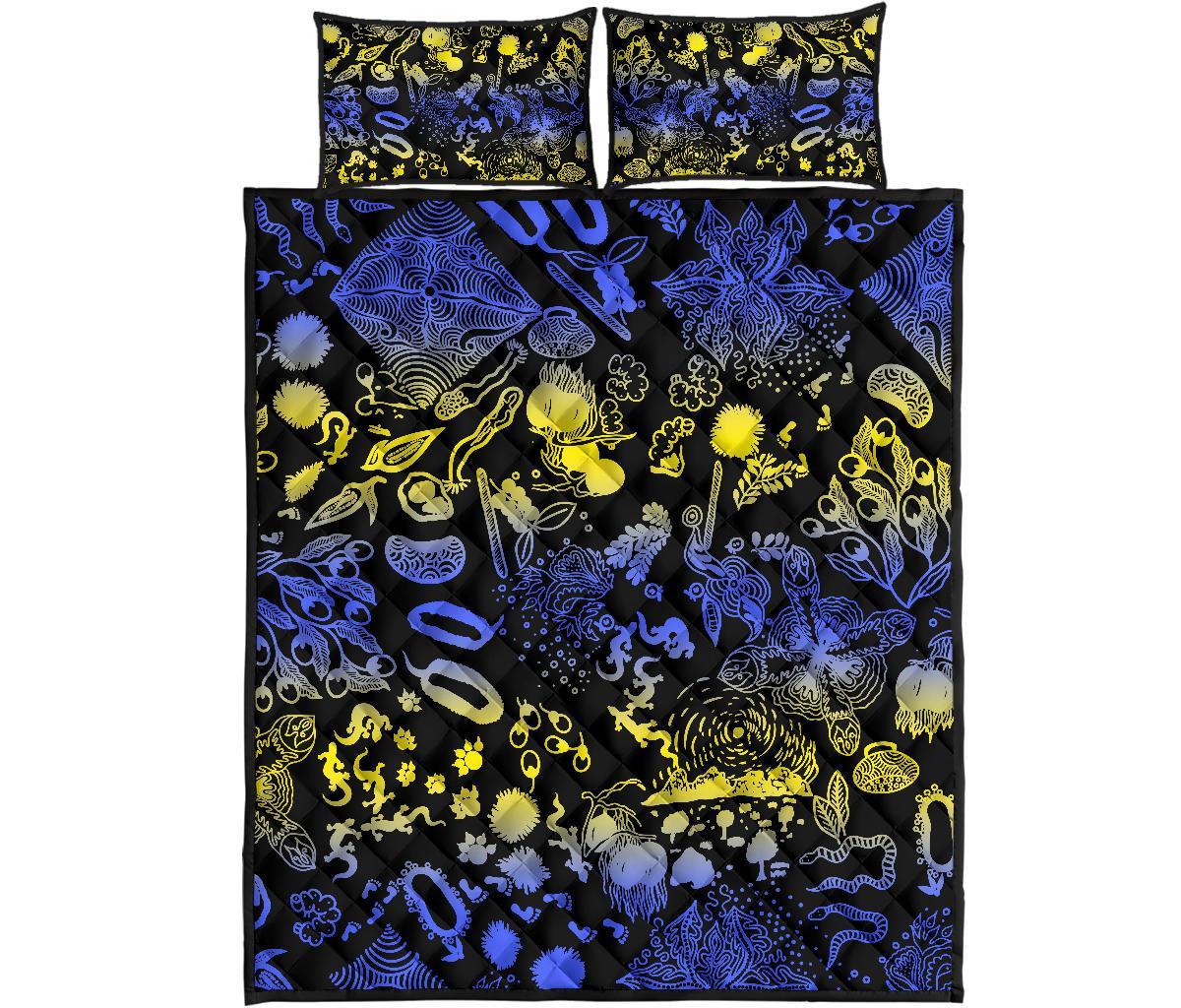 aboriginal-quilt-cover-set-australian-animals-patterns-golden-wattle