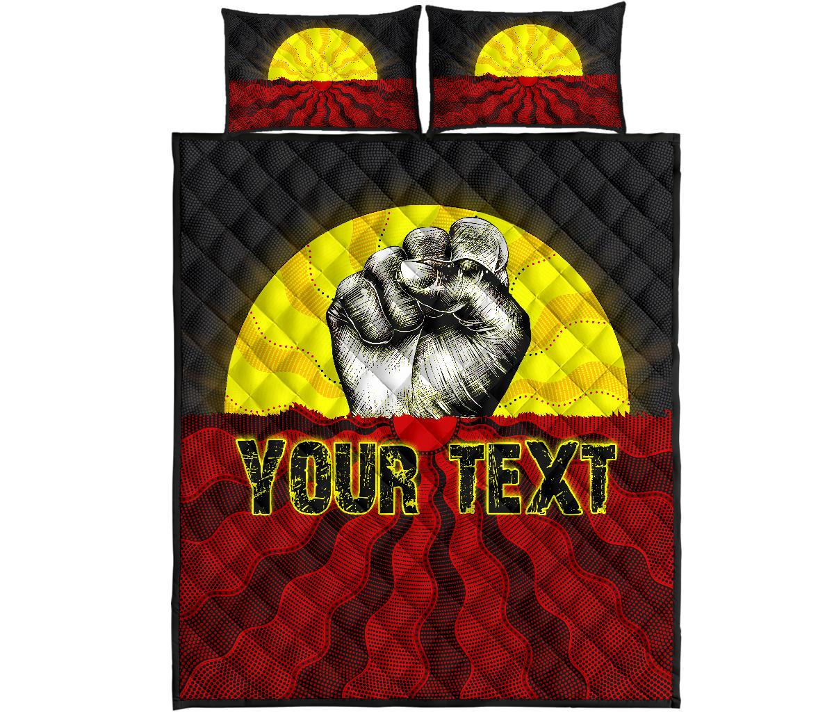 custom-aboriginal-quilt-bed-set-black-lives-matter-sun-dot-painting