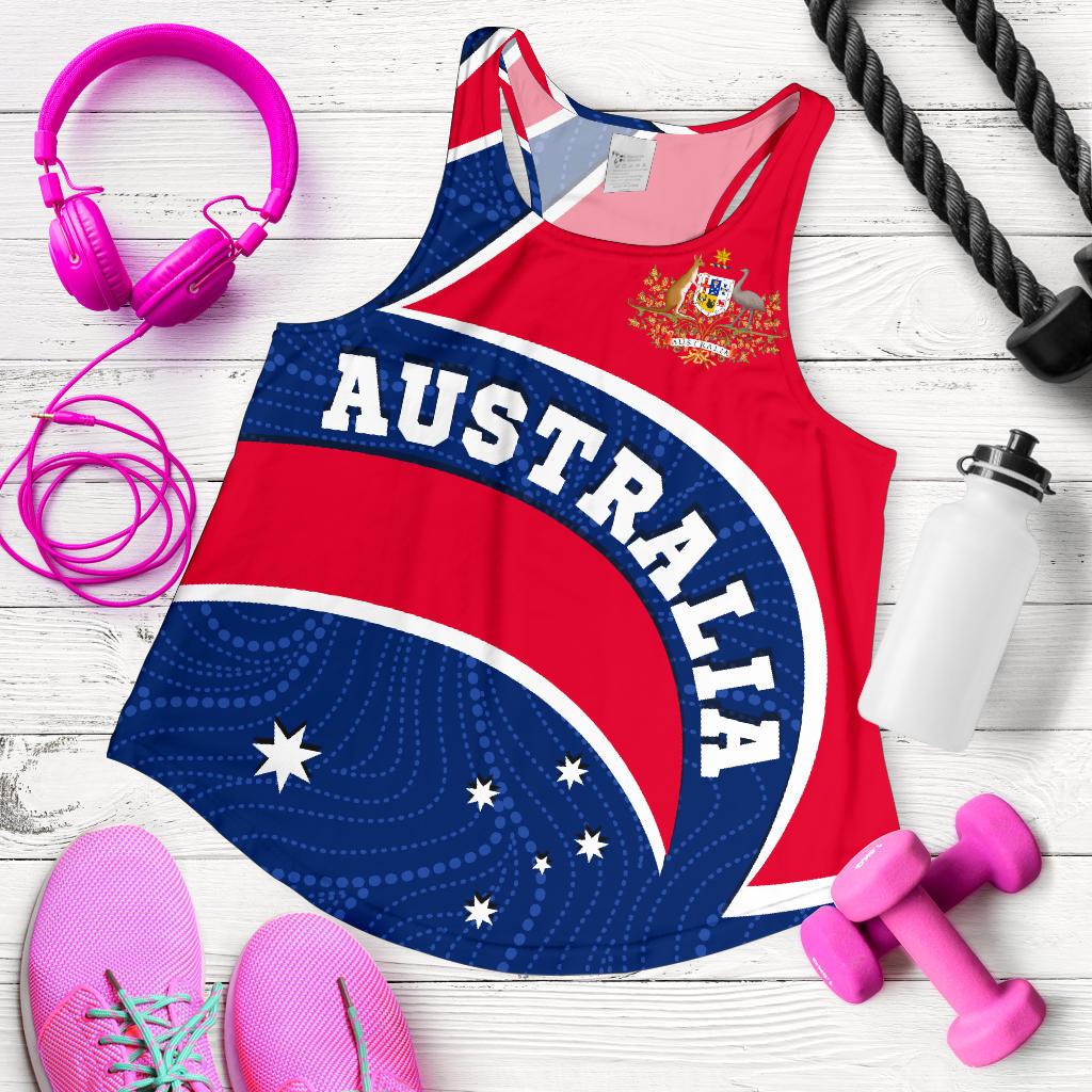 Aboriginal Racerback Tank - Australia Flag and Coat of Arms -Women - Vibe Hoodie
