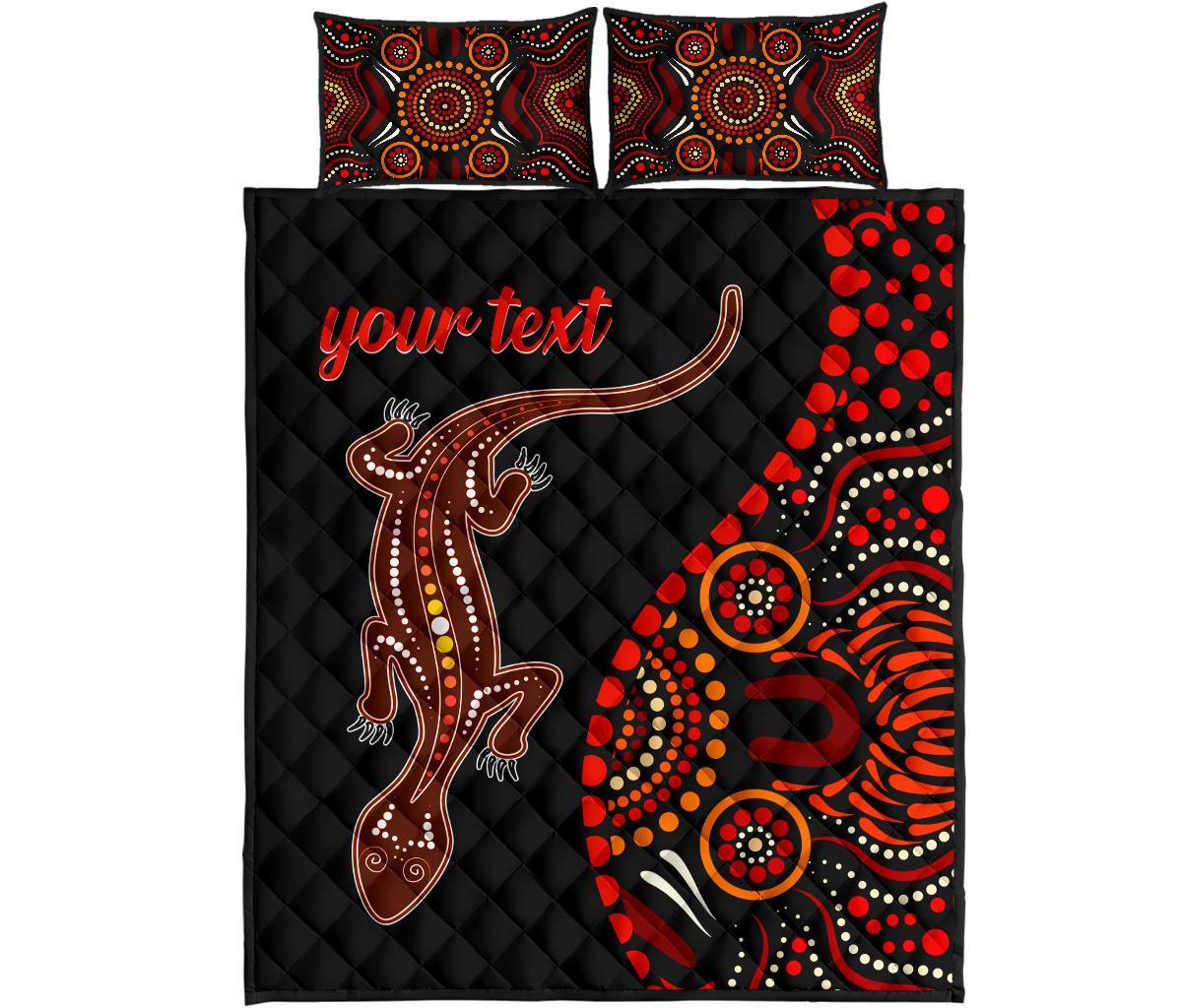 aboriginal-personalised-quilt-bed-set-aboriginal-lizard-with-dot-painting-pattern