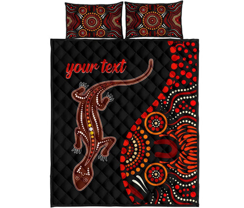 aboriginal-personalised-quilt-bed-set-aboriginal-lizard-with-dot-painting-pattern