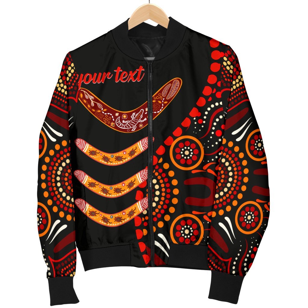 aboriginal-personalised-womens-bomber-jacket-aboriginal-boomerangs-with-dot-painting-pattern