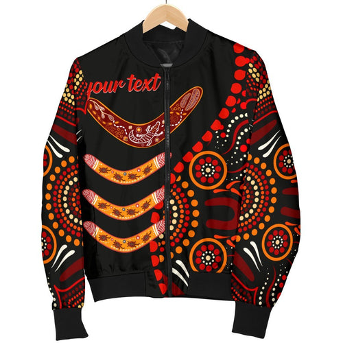 aboriginal-personalised-womens-bomber-jacket-aboriginal-boomerangs-with-dot-painting-pattern