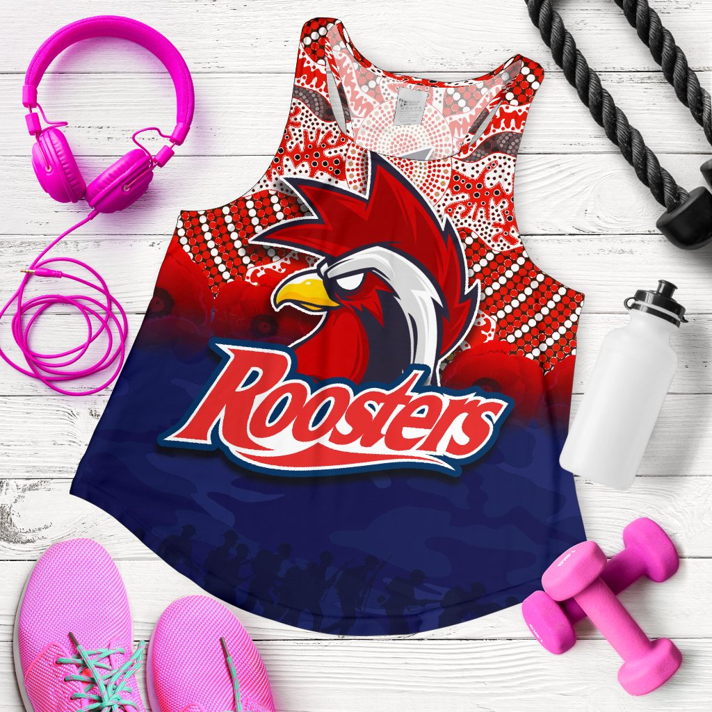 Roosters Women's Racerback Tank Anzac Day Aboriginal - Vibe Hoodie