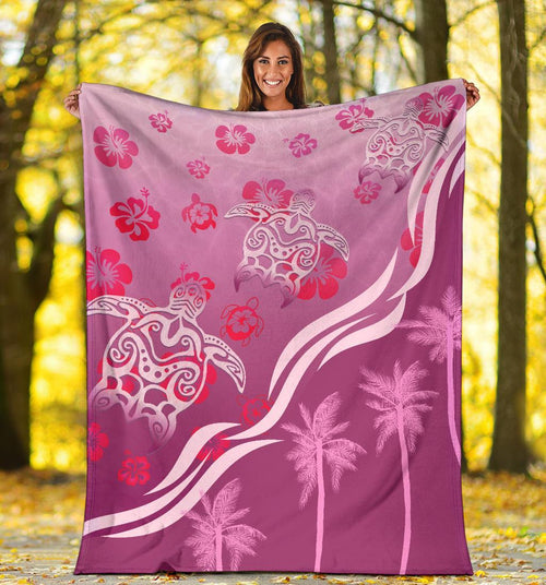 pink-turtle-hibiscus-premium-blanket