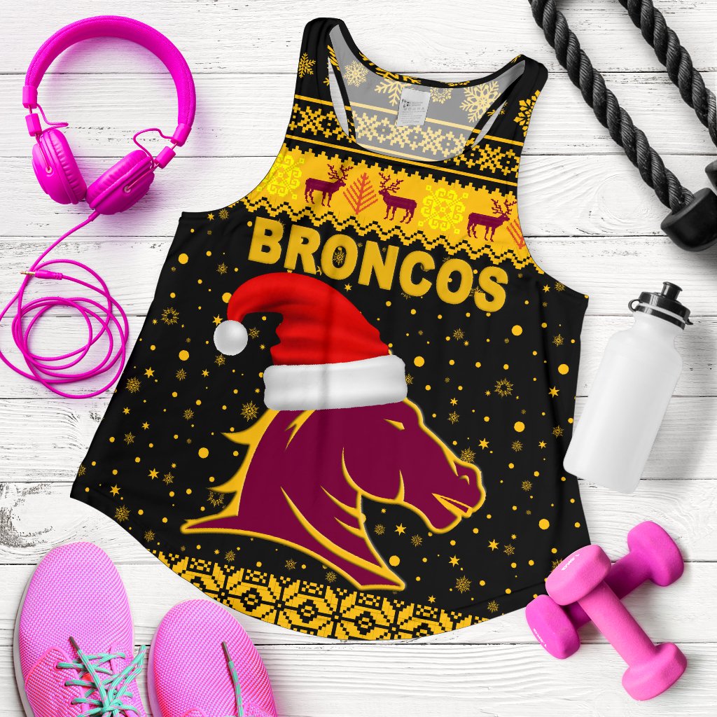 Brisbane Women Racerback Tank Broncos Christmas Unique Vibes - Black - Vibe Hoodie