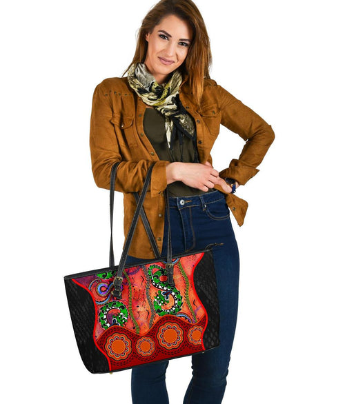 aboriginal-large-leather-tote-bag-aussie-indigenous-patterns-orange