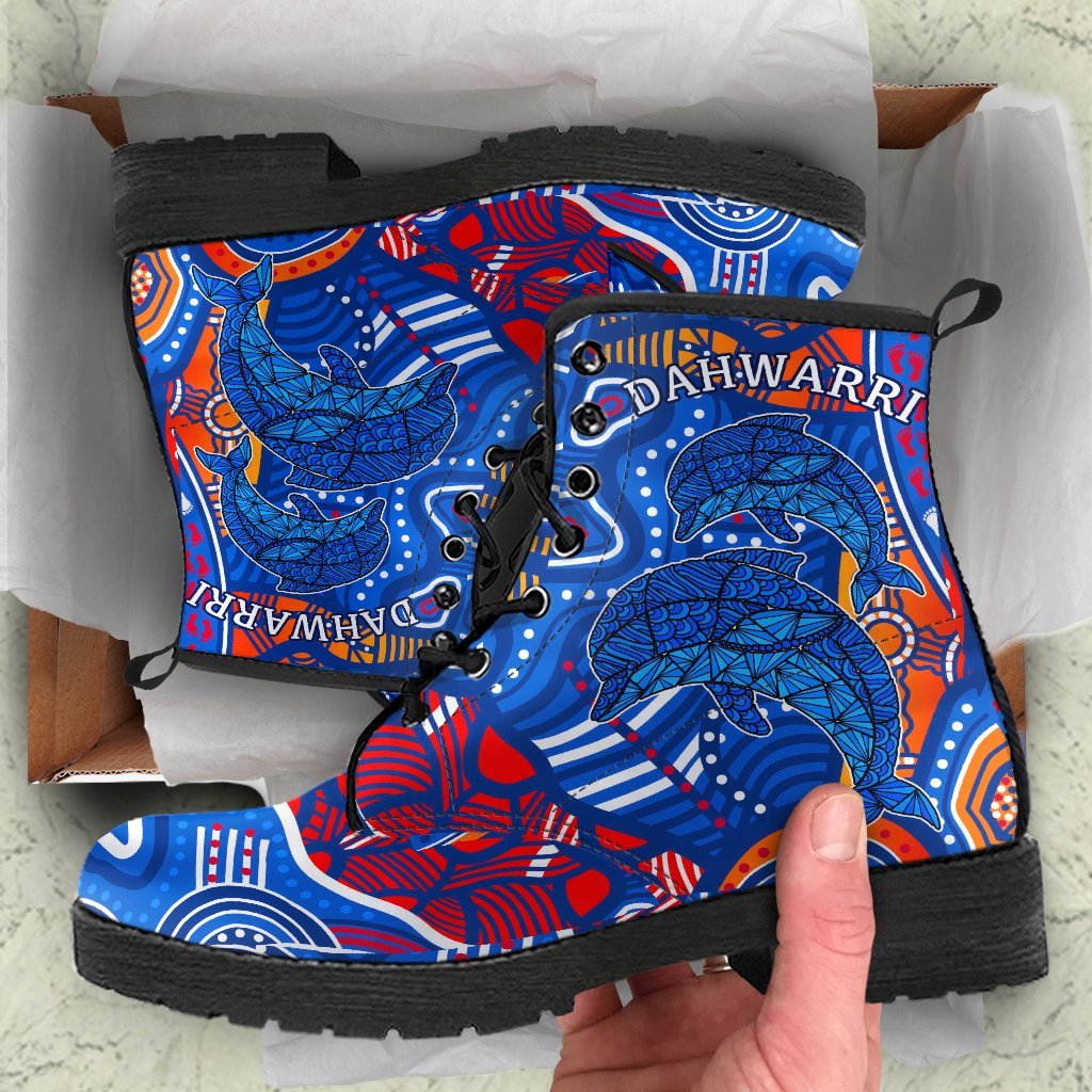 aboriginal-personalised-leather-boots-dolphin-ver02