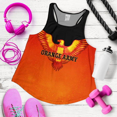 Orange Army Women's Racerback Tank Cricket Sporty Style - Vibe Hoodie