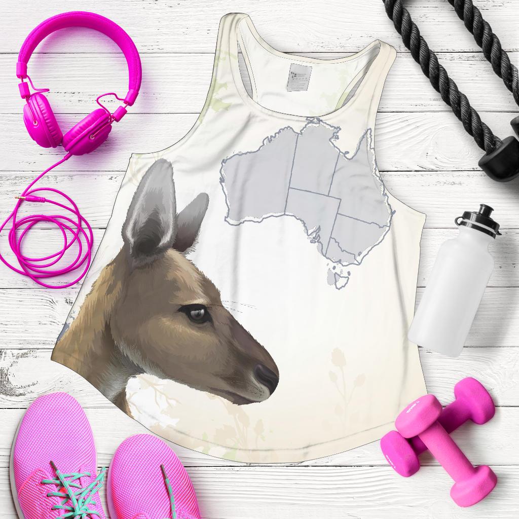 Racerback Tank - Kangaroo Top Tank Australia Map - Women - Vibe Hoodie