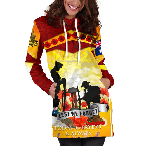 anzac-womens-hoodie-dress-lest-we-forget-aboriginal-version