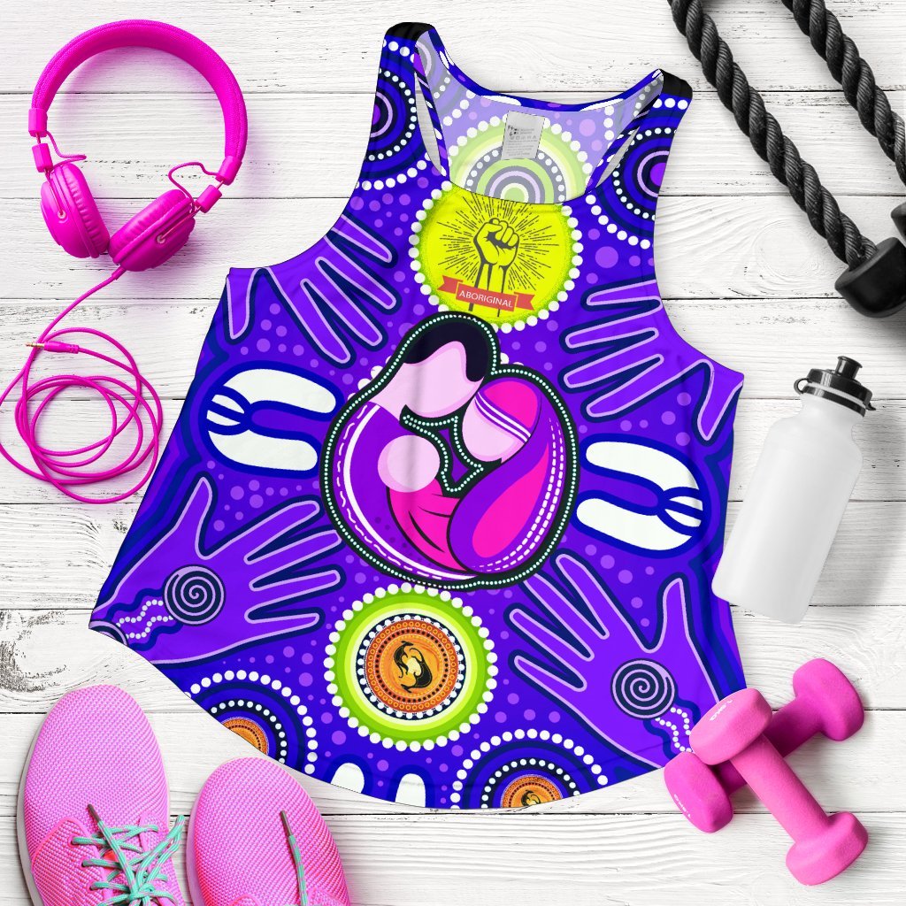 Racerback Tanks - Aboriginal Family With Dot Painting art - Vibe Hoodie
