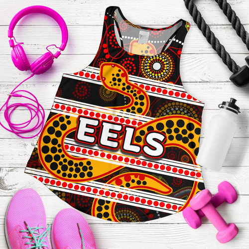 Parramatta Eels Women's Racerback Tank Tribal Style Black - Vibe Hoodie