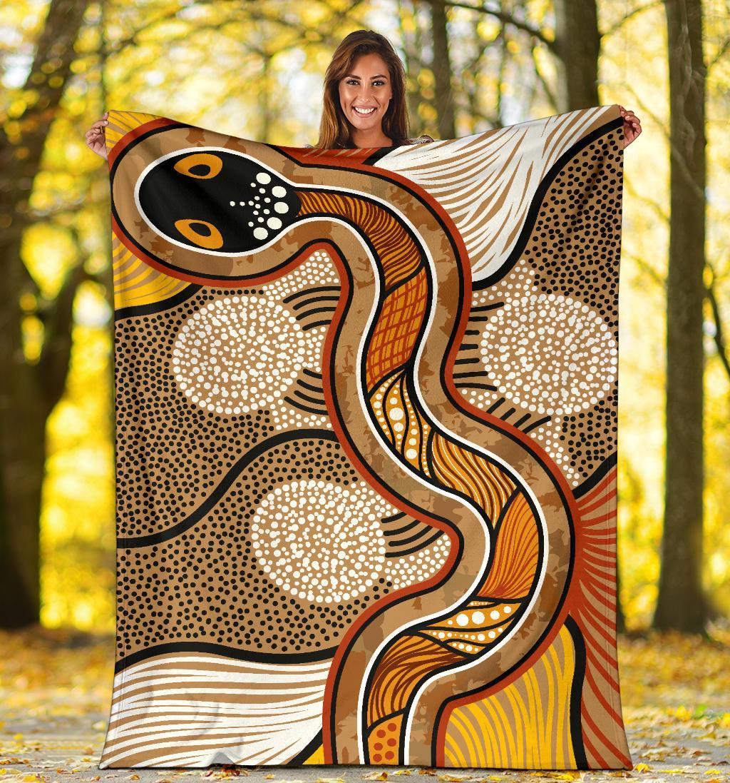 aboriginal-premium-blanket-indigenous-snake-vintage-stye