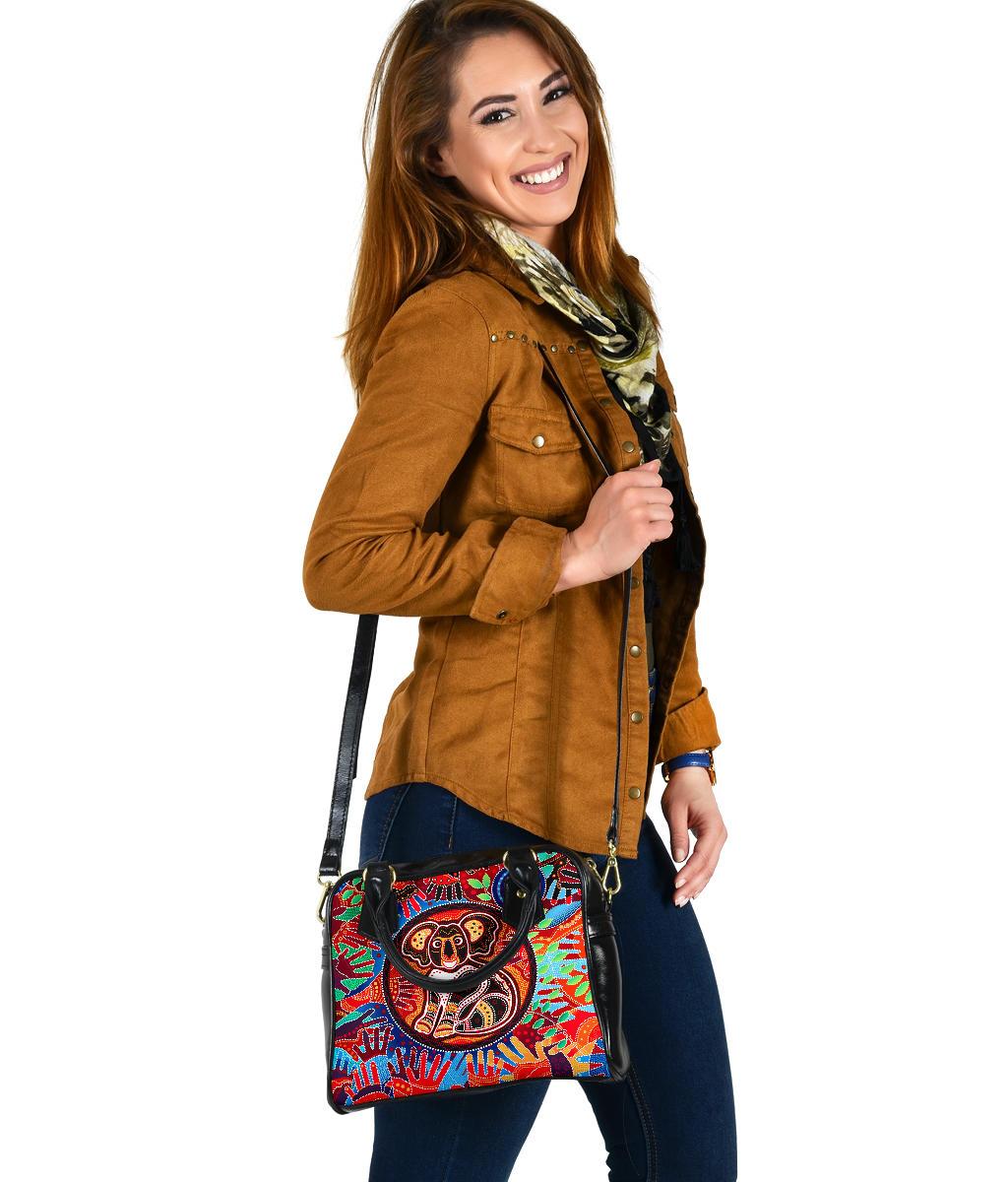 Aboriginal Shoulder Handbag, Koala and Hand Art Dot Painting Bag - Vibe Hoodie