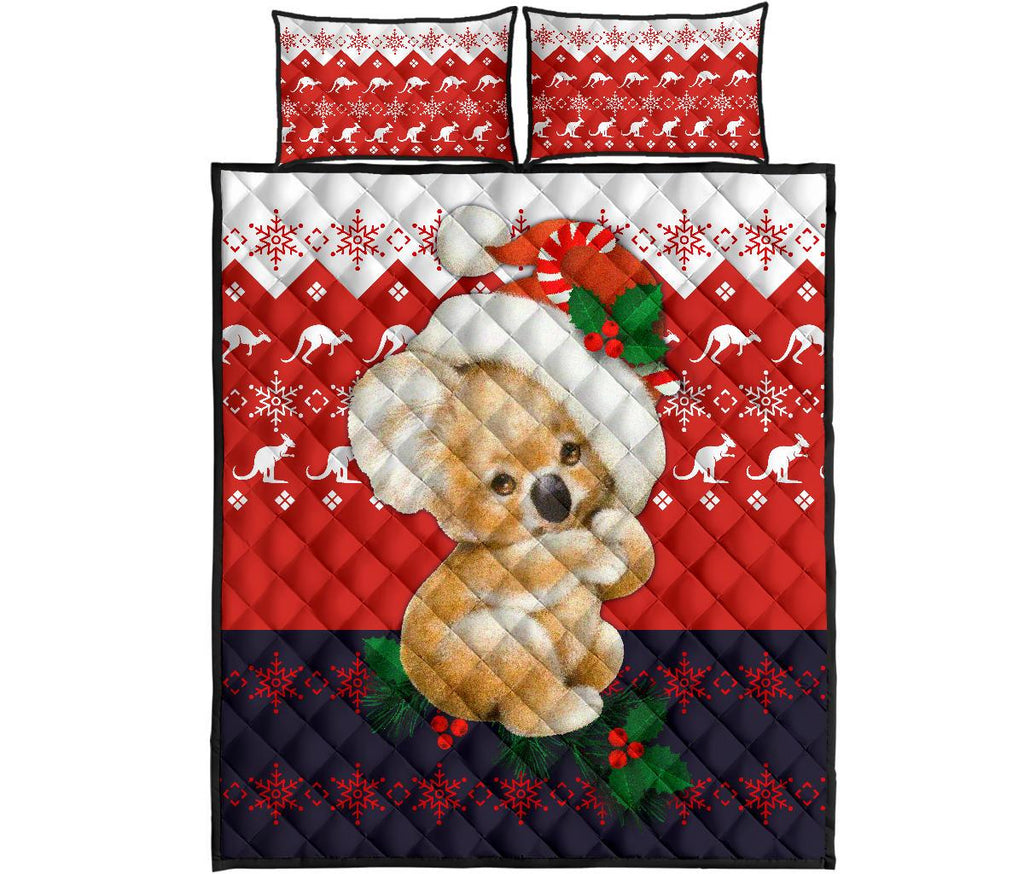 christmas-quilt-cover-set-koala-bed-set-kangaroo-symbol-snowflakes