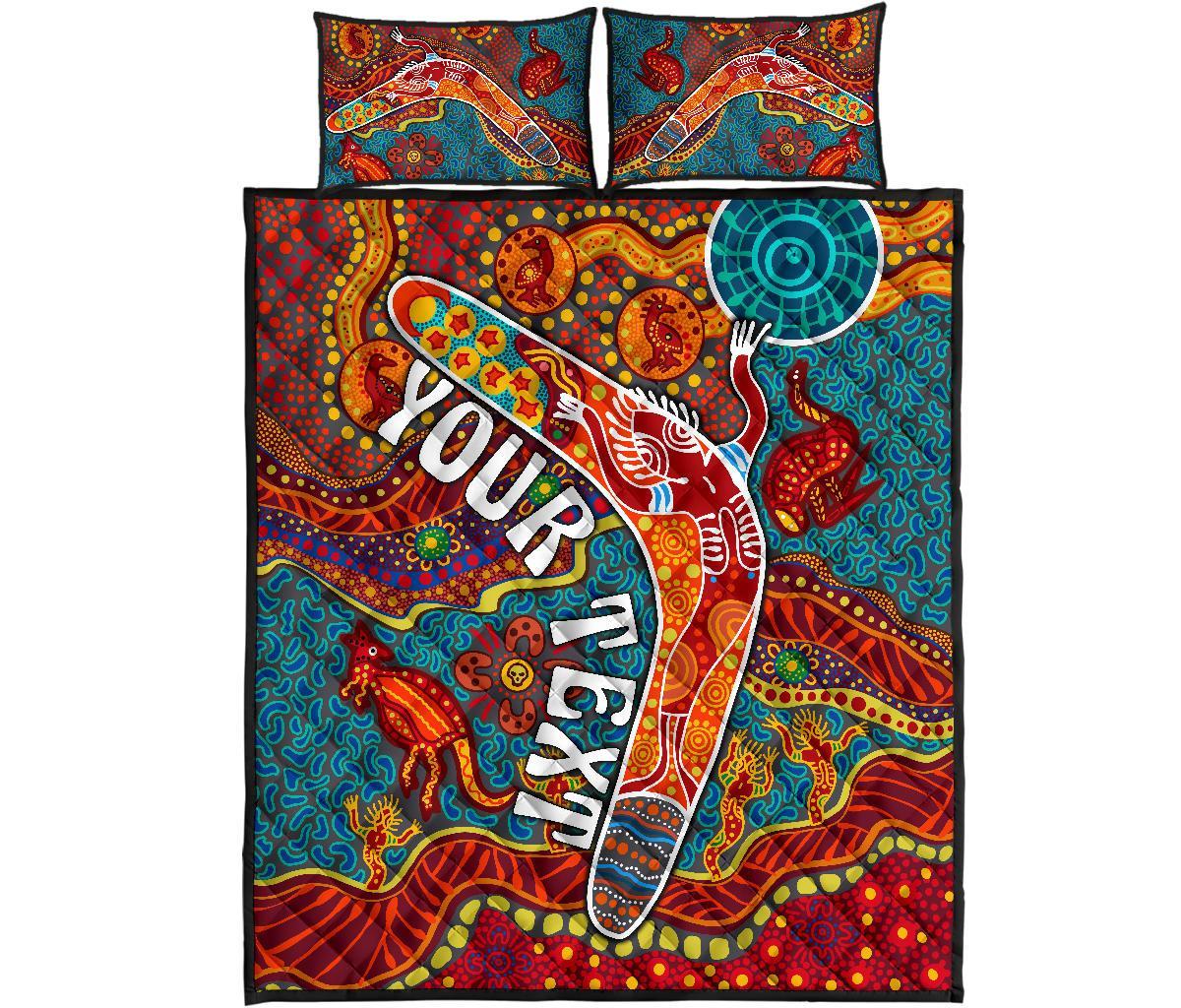 aboriginal-personalised-quilt-bed-set-indigenous-boomerang