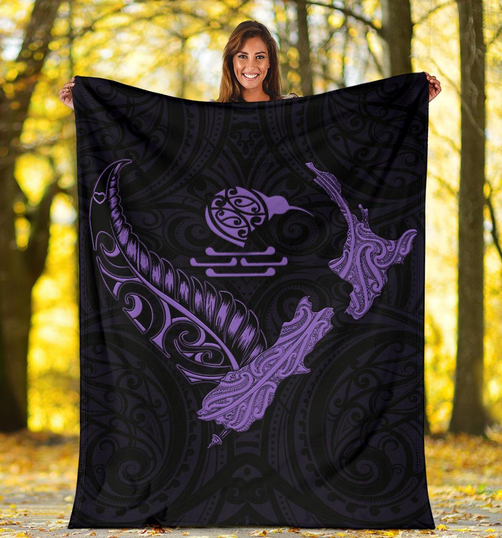 new-zealand-heart-premium-blanket-map-kiwi-mix-silver-fern-pastel-purple