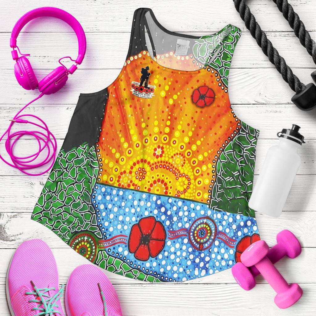 Anzac Day Women Racerback Tank - Lest We Forget Poppy - Vibe Hoodie
