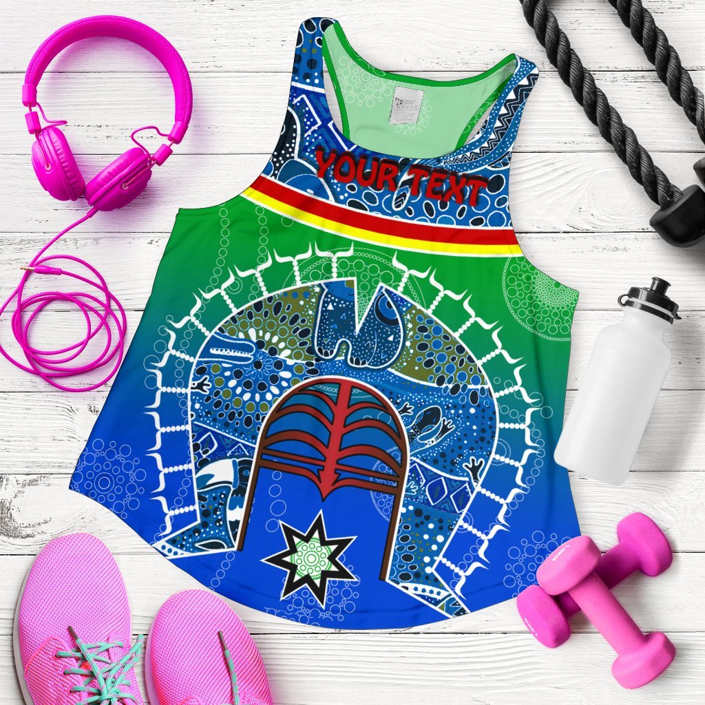 Personalised Women's Racerback Tank - Torres Strait Symbol With Aboriginal Patterns - Vibe Hoodie